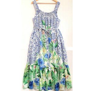 Maeve Bouquet Flounced Floral Maxi Dress Plus size 2X